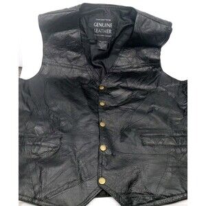 Italian Stone Design Genuine Leather Mens Vest Sz XL Motorcycle Patchwork